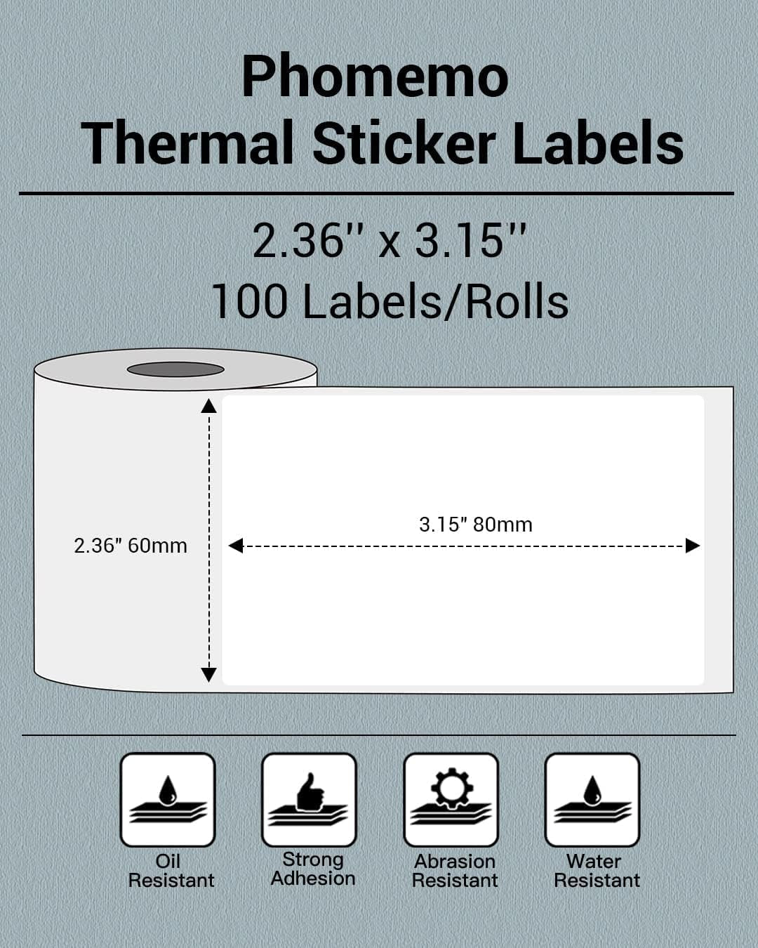 Thermal Sticker Labels- 2.36"X 3.15"(60X80Mm) Thermal Label for M221/M220/M250/M260, for Barcode/Address/Mailing/Logo/Business/Home Tag