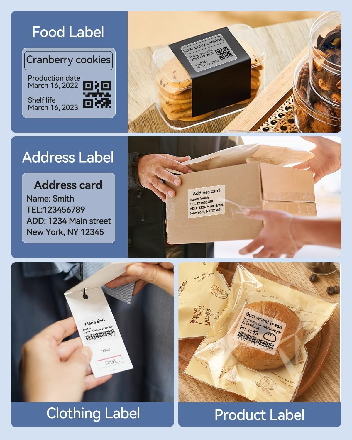 Clear Label Tape for B1/B21/B3S, 1.57" X 1.18" (40X30Mm), 230 Labels/Roll, Thermal Label Sticker for Mason Jar/Spice/Barcode/Qr Code/Address/Small Business