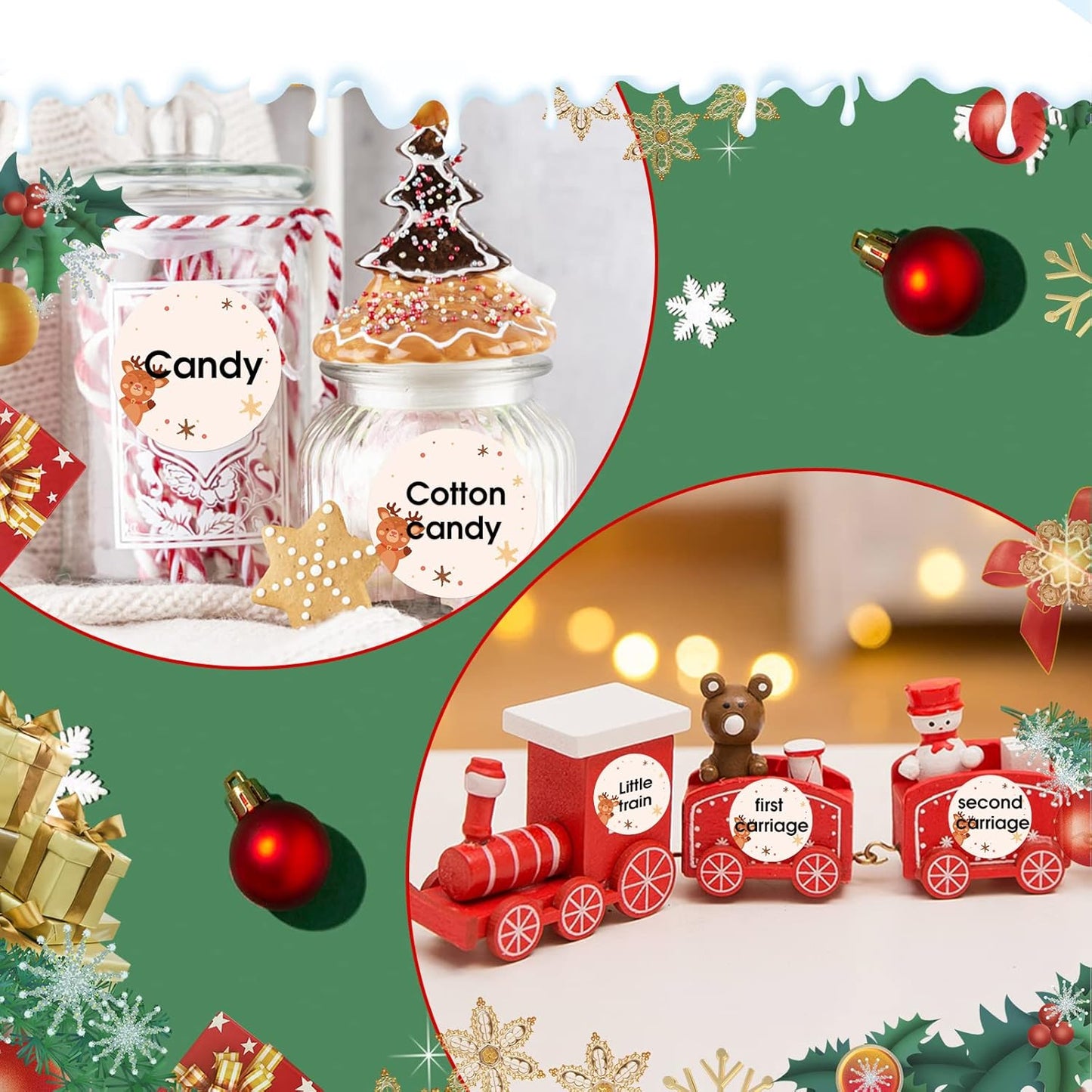 B21 Christmas Labels B1 round Label Tape Christmas Label Maker Tape for Christmas Gift/Party/Mailing, 1.97" X 1.97" (50X50 Mm) 140 Labels/Roll, round Christmas Label Maker Tape