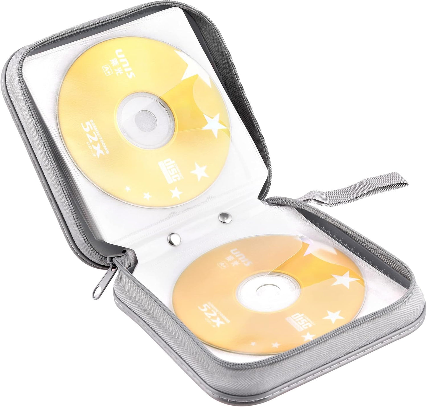 CD Case, Dvds Wallet Holder, CD/DVD Case Wallet 40 Discs Heavy Duty Bag Binder Storage Booklet Album (Silver)