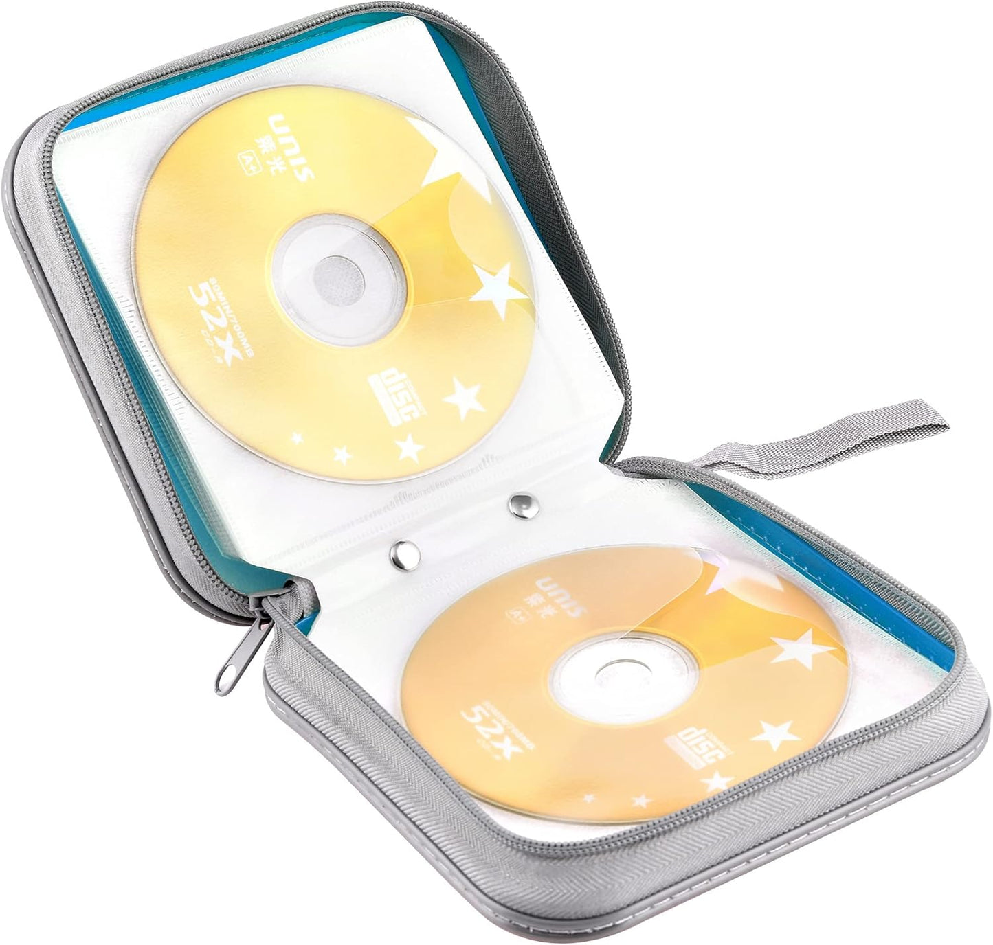 CD Case, Dvds Wallet Holder, CD/DVD Case Wallet 40 Discs Heavy Duty Bag Binder Storage Booklet Album (Sky Blue)