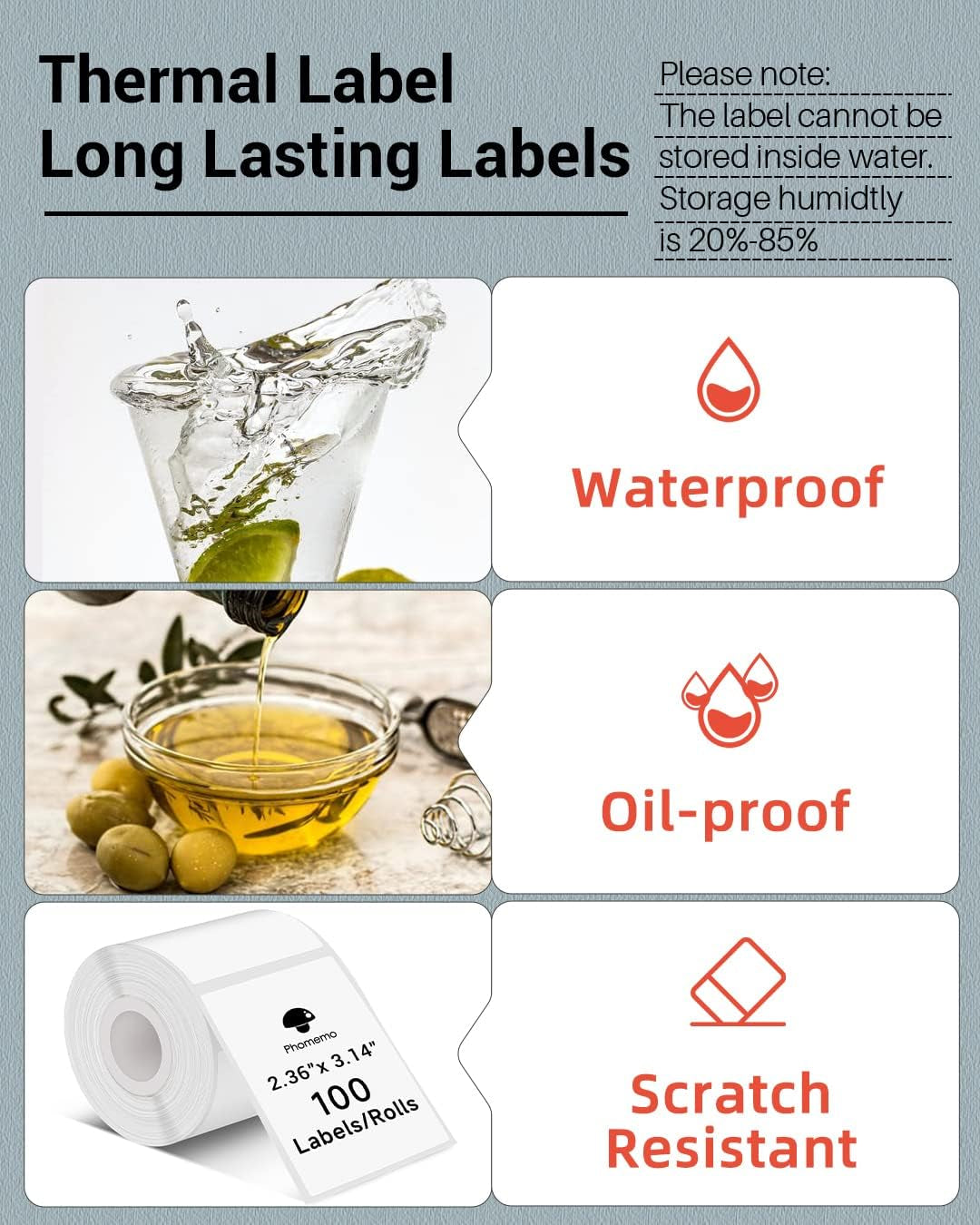Thermal Sticker Labels- 2.36"X 3.15"(60X80Mm) Thermal Label for M221/M220/M250/M260, for Barcode/Address/Mailing/Logo/Business/Home Tag