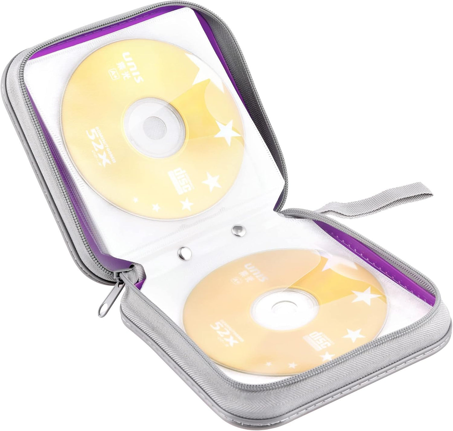 CD Case, Dvds Wallet Holder, CD/DVD Case Wallet 40 Discs Heavy Duty Bag Binder Storage Booklet Album (Puple)