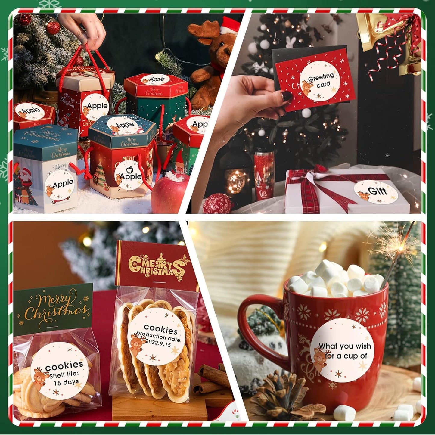 B21 Christmas Labels B1 round Label Tape Christmas Label Maker Tape for Christmas Gift/Party/Mailing, 1.97" X 1.97" (50X50 Mm) 140 Labels/Roll, round Christmas Label Maker Tape