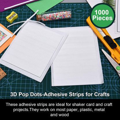 1000 Pieces Foam Sticky Strips Double Sided Dual-Adhesive 3D Foam Tapes Foam Pop Strips Adhesive Mount for Shaker Card Scrapbooking, 20 Sheets (3.9 Inch)
