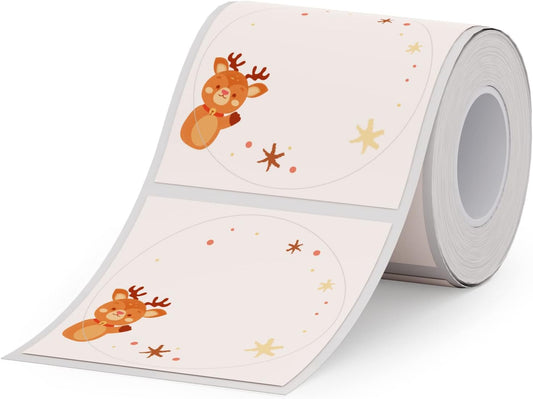 B21 Christmas Labels B1 round Label Tape Christmas Label Maker Tape for Christmas Gift/Party/Mailing, 1.97" X 1.97" (50X50 Mm) 140 Labels/Roll, round Christmas Label Maker Tape