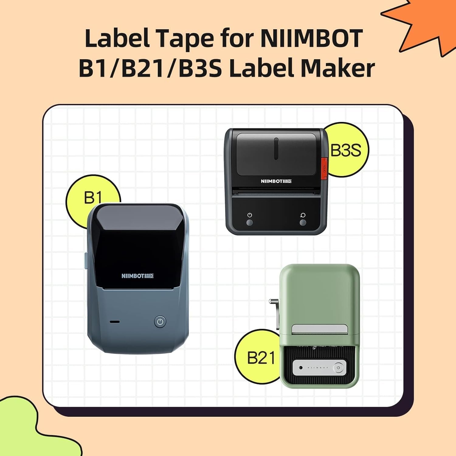Labels for B21/B1/B3S/K3 Label Printer, Thermal Stickers 2'' X 3.15''(50X80Mm), Waterproof, Oil-Proof Label Tape, 1 Roll of 95 White Sticker Labels