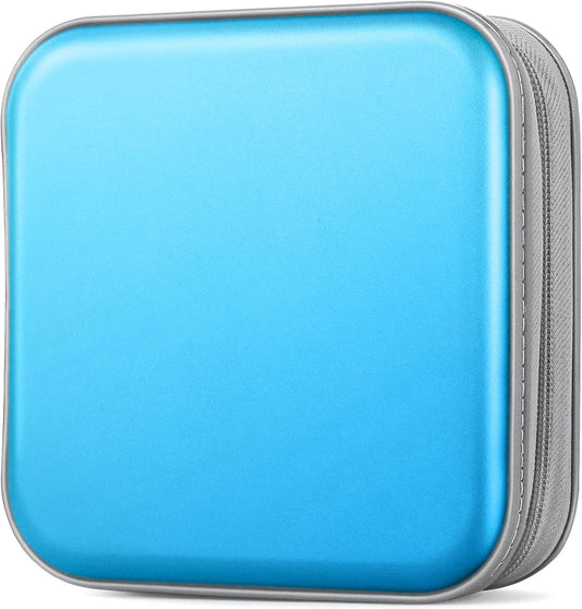 CD Case, Dvds Wallet Holder, CD/DVD Case Wallet 40 Discs Heavy Duty Bag Binder Storage Booklet Album (Sky Blue)