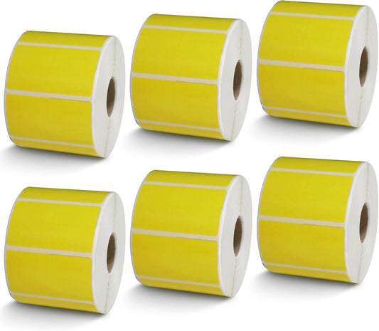 - 2.25" X 1.25" UPC Barcode & Multipurpose Labels Compatible with Zebra & Rollo Label Printer,Premium Adhesive & Perforated[Yellow, 6 Rolls, 6000 Labels]