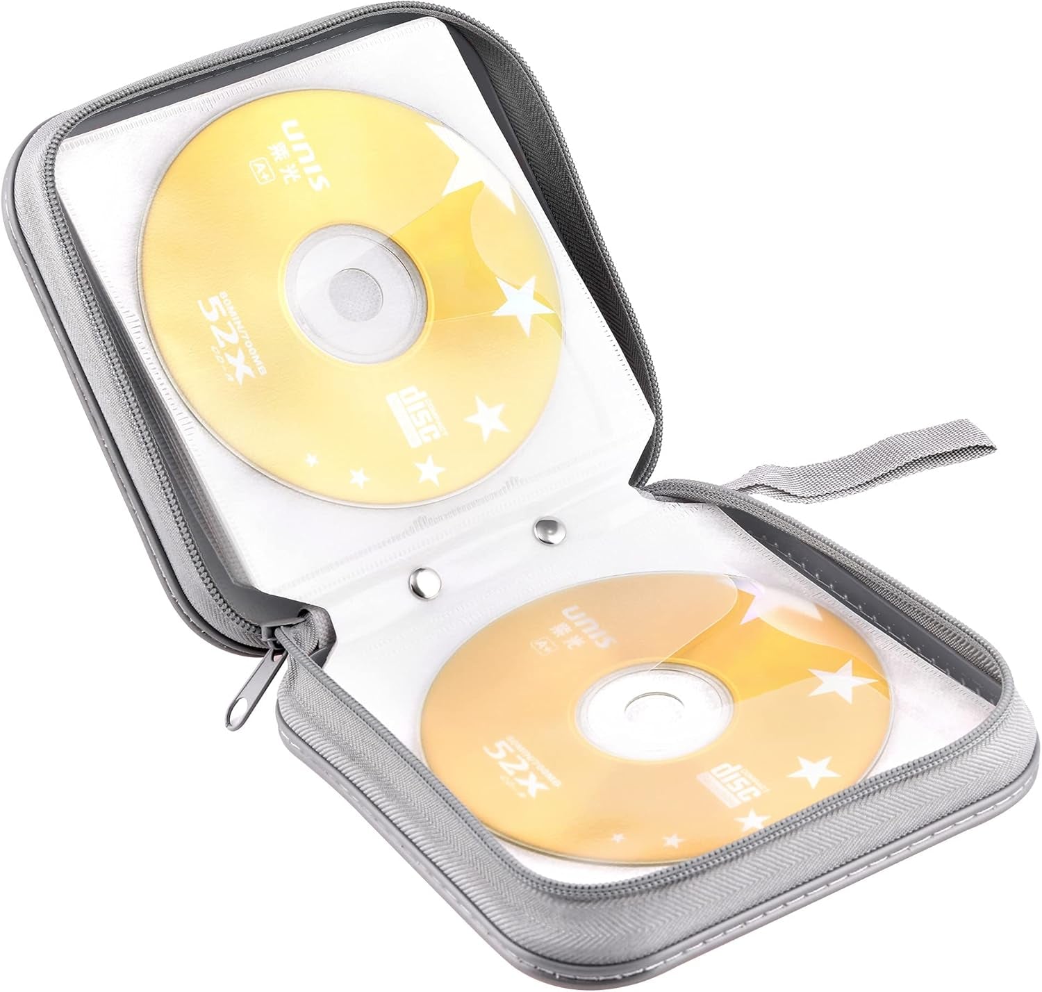 CD Case, Dvds Wallet Holder, CD/DVD Case Wallet 40 Discs Heavy Duty Bag Binder Storage Booklet Album (Silver)