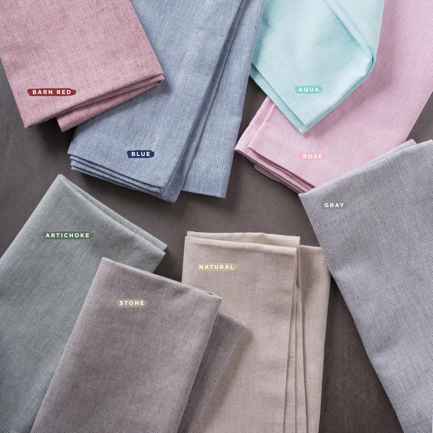 100% Cotton Solid Chambray Kitchen Set, Potholders, Stone, 2 Piece