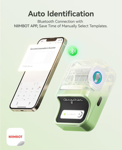B21 Label Maker Inkless Bluetooth Label Printer, 2 Inch Portable Thermal Sticker Machine for Small Business, Address, Logo, Clothing, Mailing, Candles, Jewelry, Sticker Printer for Gift, Green