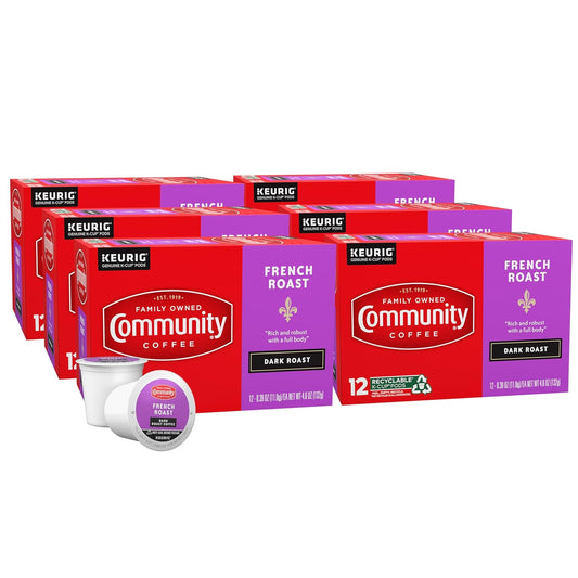 French Roast 72 Count Coffee Pods, Extra Dark Roast, Compatible with Keurig 2.0 K-Cup Brewers, 12 Count (Pack of 6)
