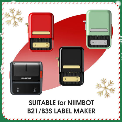 B21 Christmas Labels B1 round Label Tape Christmas Label Maker Tape for Christmas Gift/Party/Mailing, 1.97" X 1.97" (50X50 Mm) 140 Labels/Roll, round Christmas Label Maker Tape